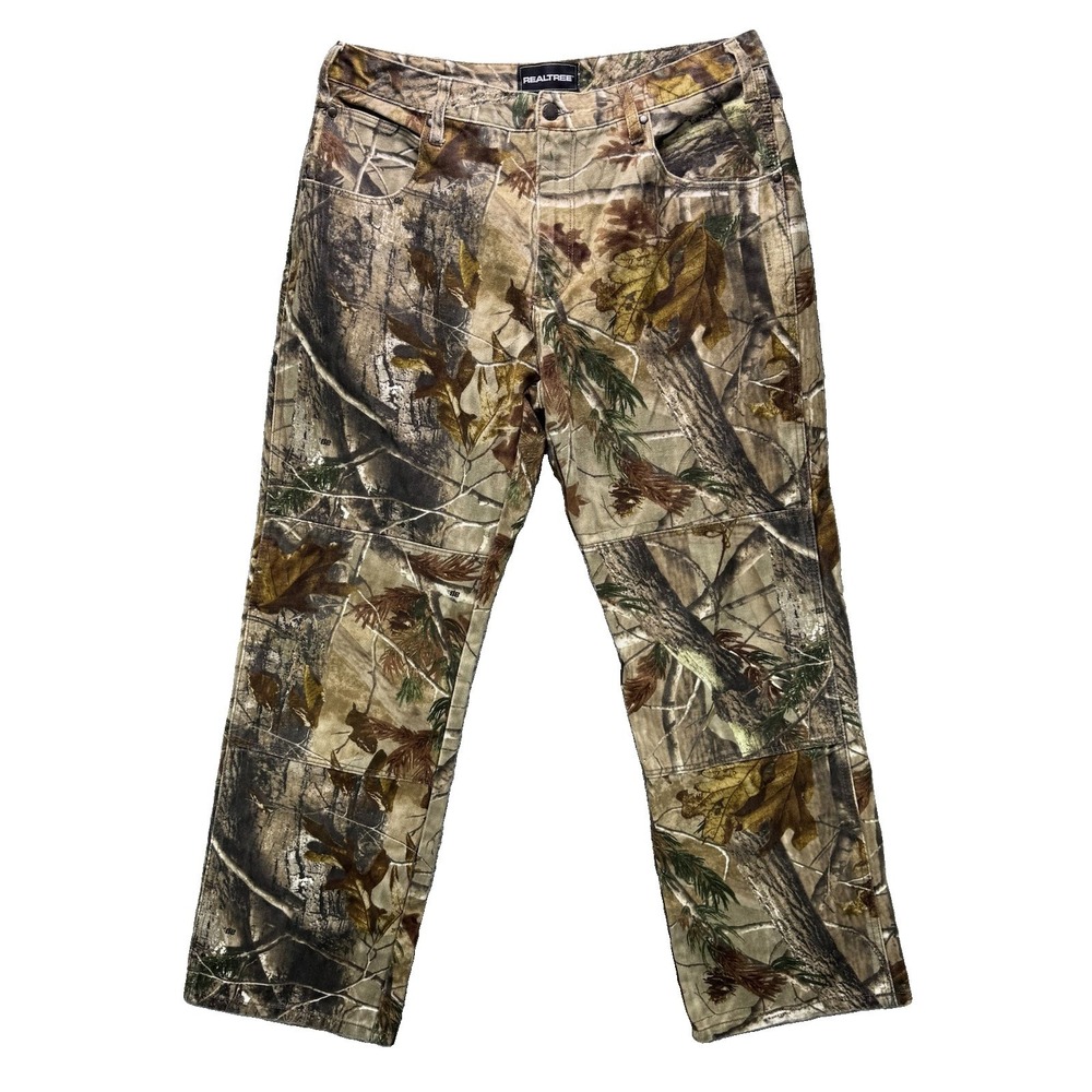 Realtree Jeans Mens 36x32 Camo Double Knee Pants Hunting Outdoors Cotton Denim
